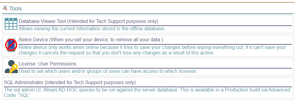 Retire Device Option